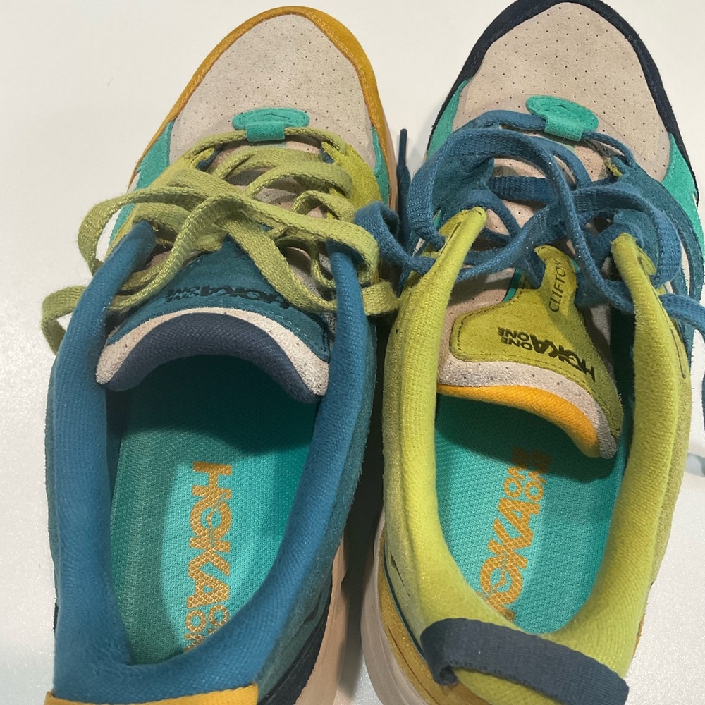 🌹🌹Hoka One One Clifton 9 Suede Multicolor Lightweight Sneakers, Size 10.5 - Picture 3 of 11